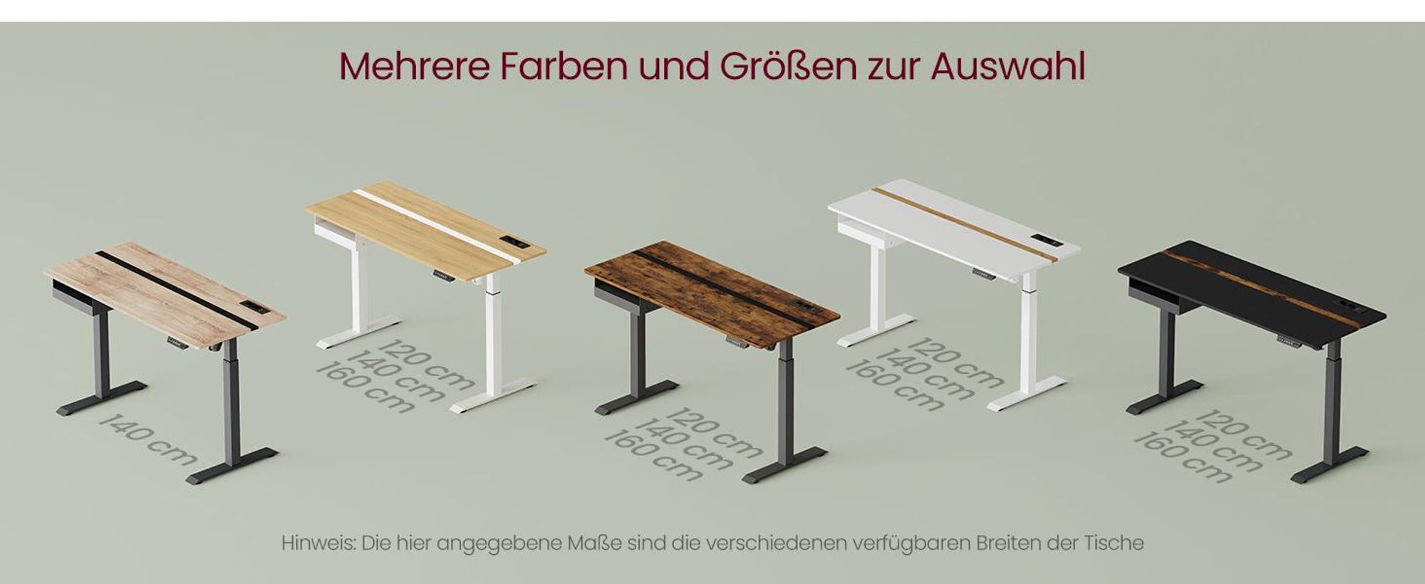 VASAGLE Höhenverstellbarer Schreibtisch elektrisch, mit Steckdose und Schublade, 70 x 160 cm Memory-Funktion, goldeichenfarben-wolkenweiß