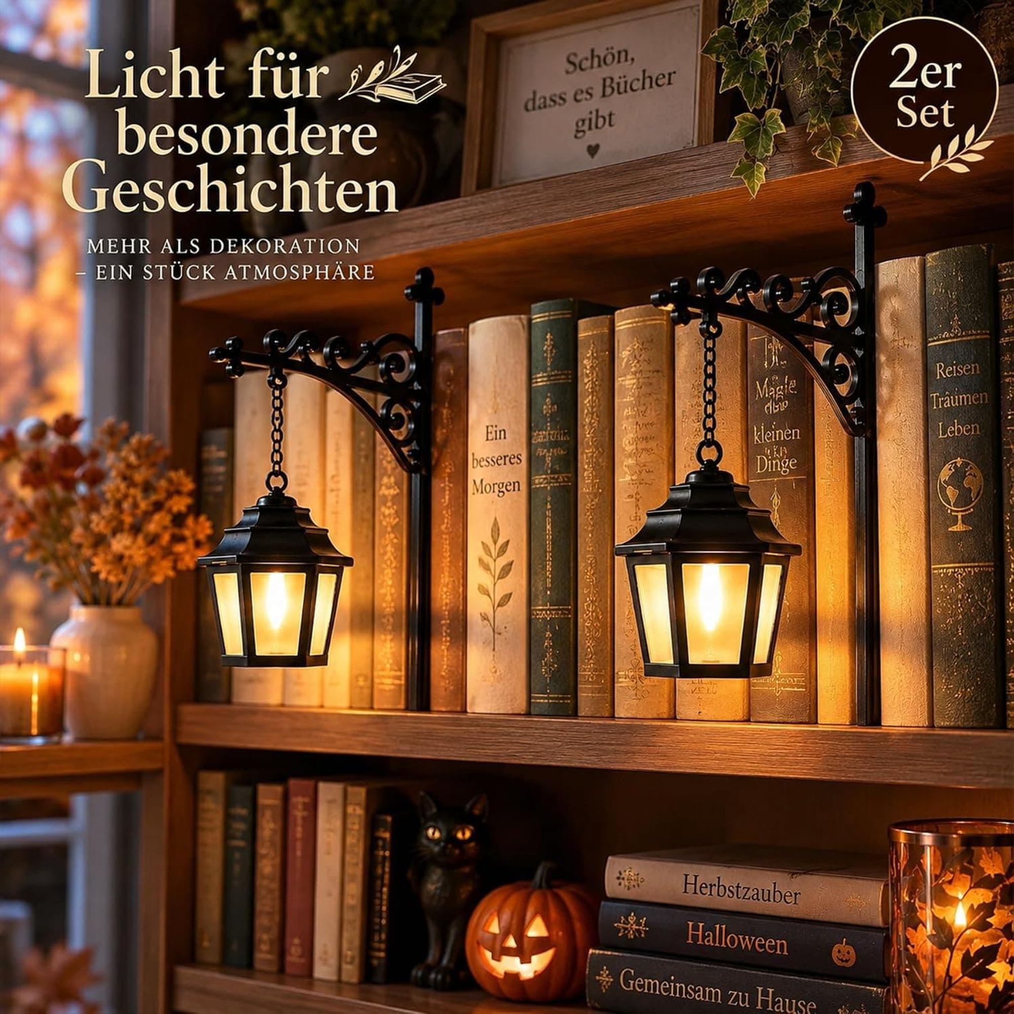 Bücherregal Lampe,Deko Lamp(Style B)Bibliothekslaterne LED Leselampe, Halloween Geister Leselampe,Lampe Vintage,LED-Nachtlicht für Leseecke