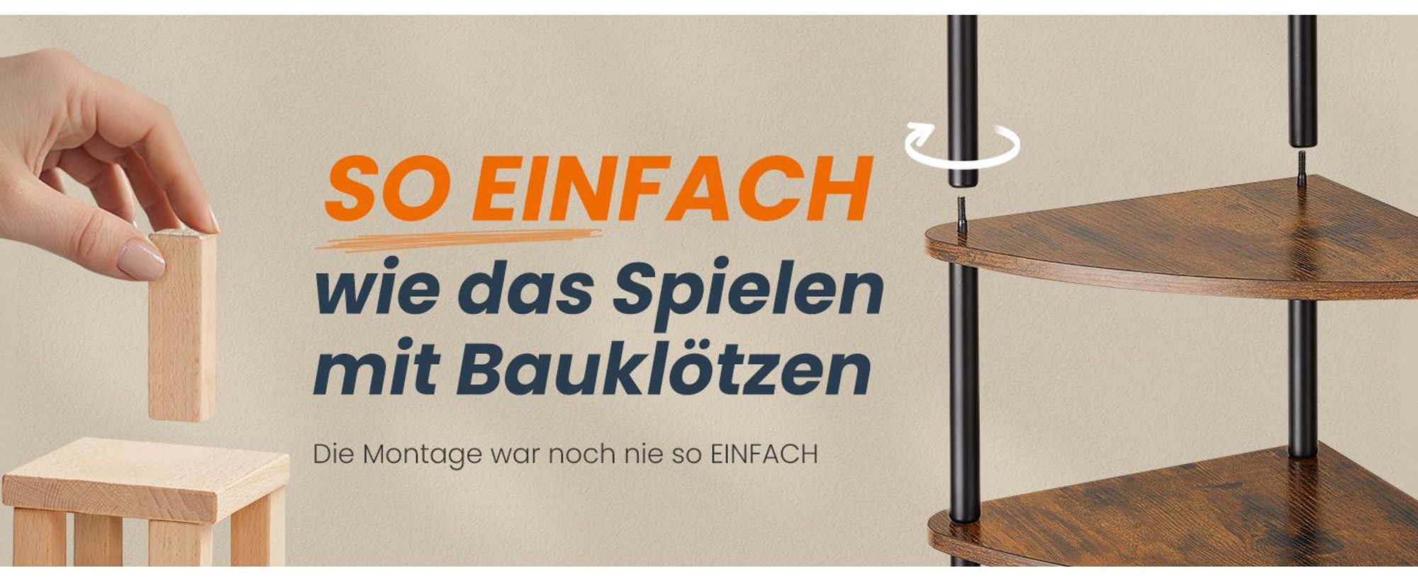 SONGMICS HOME Eckregal mit 4 Ebenen, Standregal für Wohnzimmer, Schlafzimmer, Küche, 38,3 x 27 x 104,8 cm, braun-schwarz