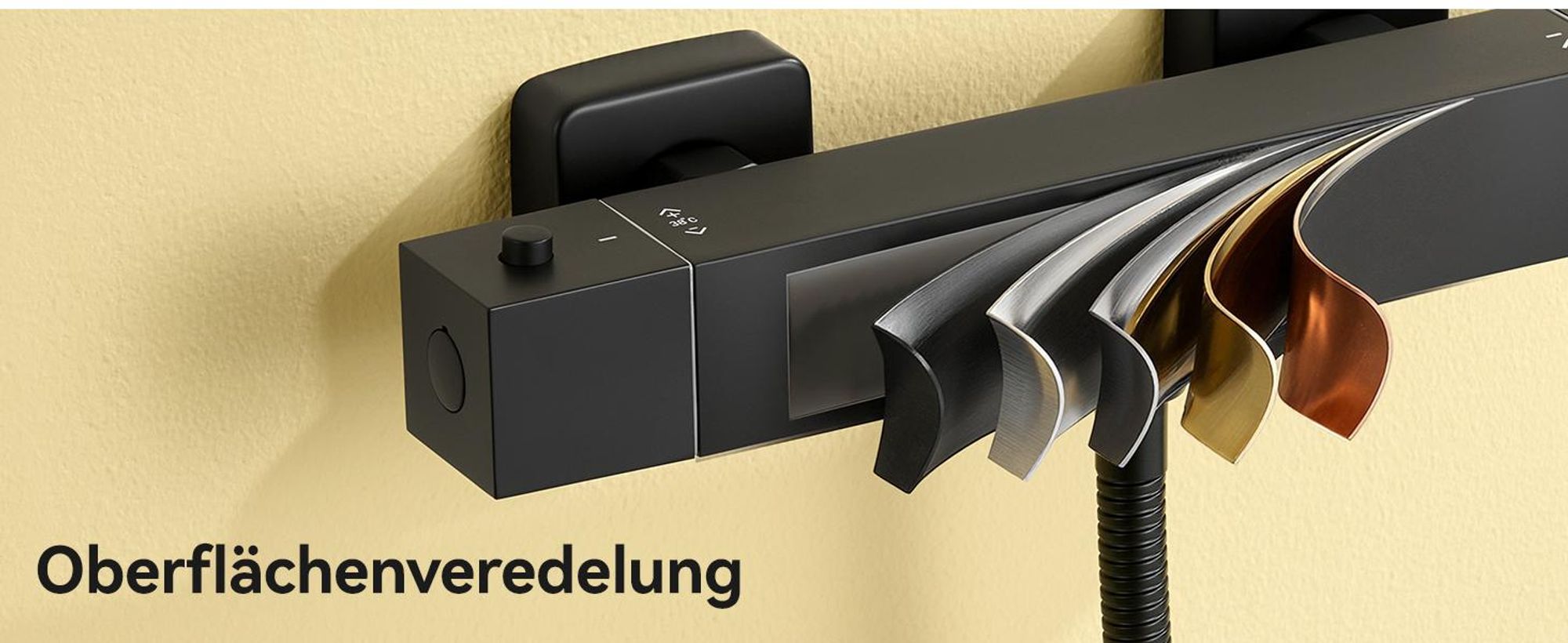 Auralum Duschthermostat, Quadratische Thermostatarma Schwa, Aufputz Duschthermostat mit 38 °C Sicherheitssperre, Thermostatische Duscharmatur
