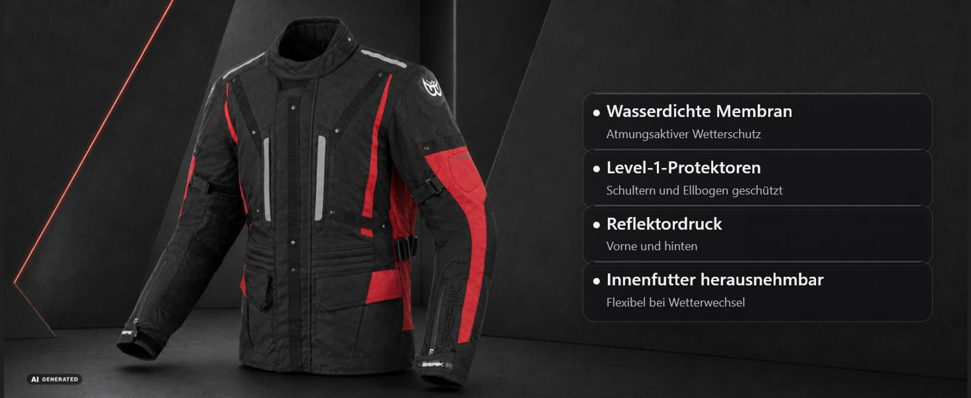 Berik Spencer wasserdichte Motorrad Texiljacke, schwarz/gelb, 56