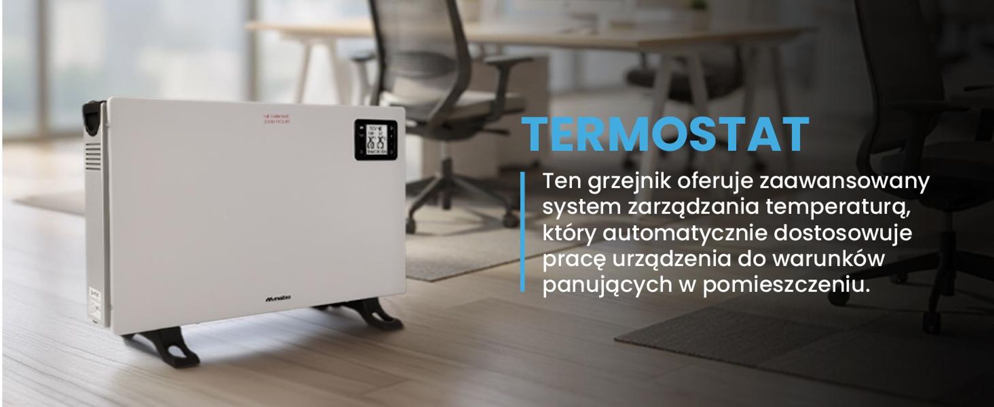 Grzejnik konwektorowy zdalnie sterowany z 3 mocami grzania
