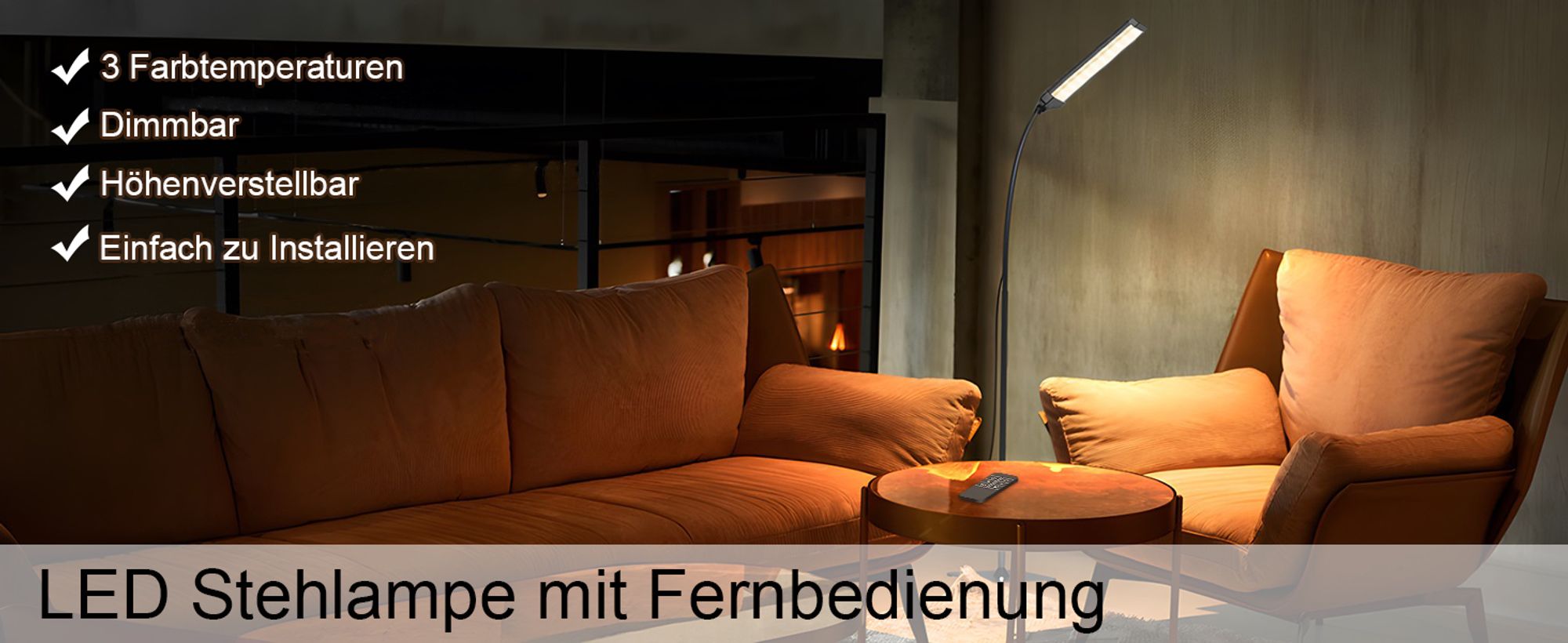 LED Stehlampe Dimmbar 3 Farbtemperaturen Stehleuchte Einstellbare Schwanenhals Leselampe mit Fernbedienung für Schlafzimmer Wohnzimmer Büro