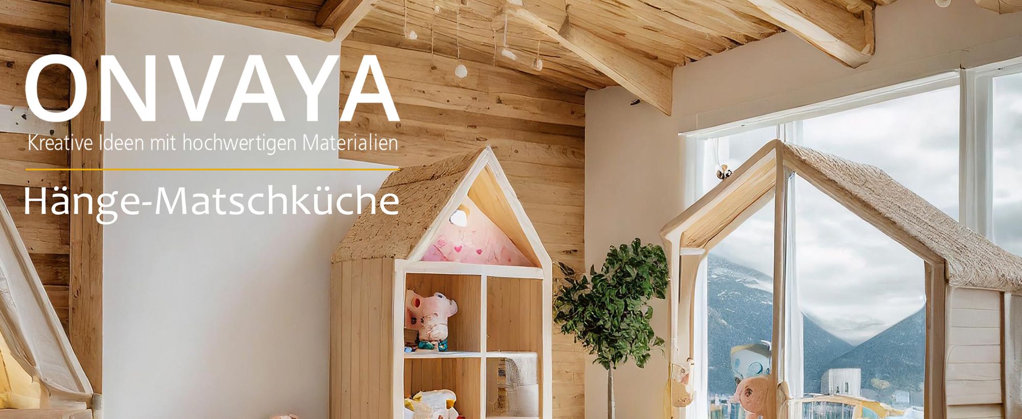 ONVAYA® Hänge-Matschküche ǀ Braun ǀ für Outdoor und Indoor ǀ wetterfest ǀ faltbar ǀ mit Edelstahl-Kochset ǀ Matschküche für den Garten