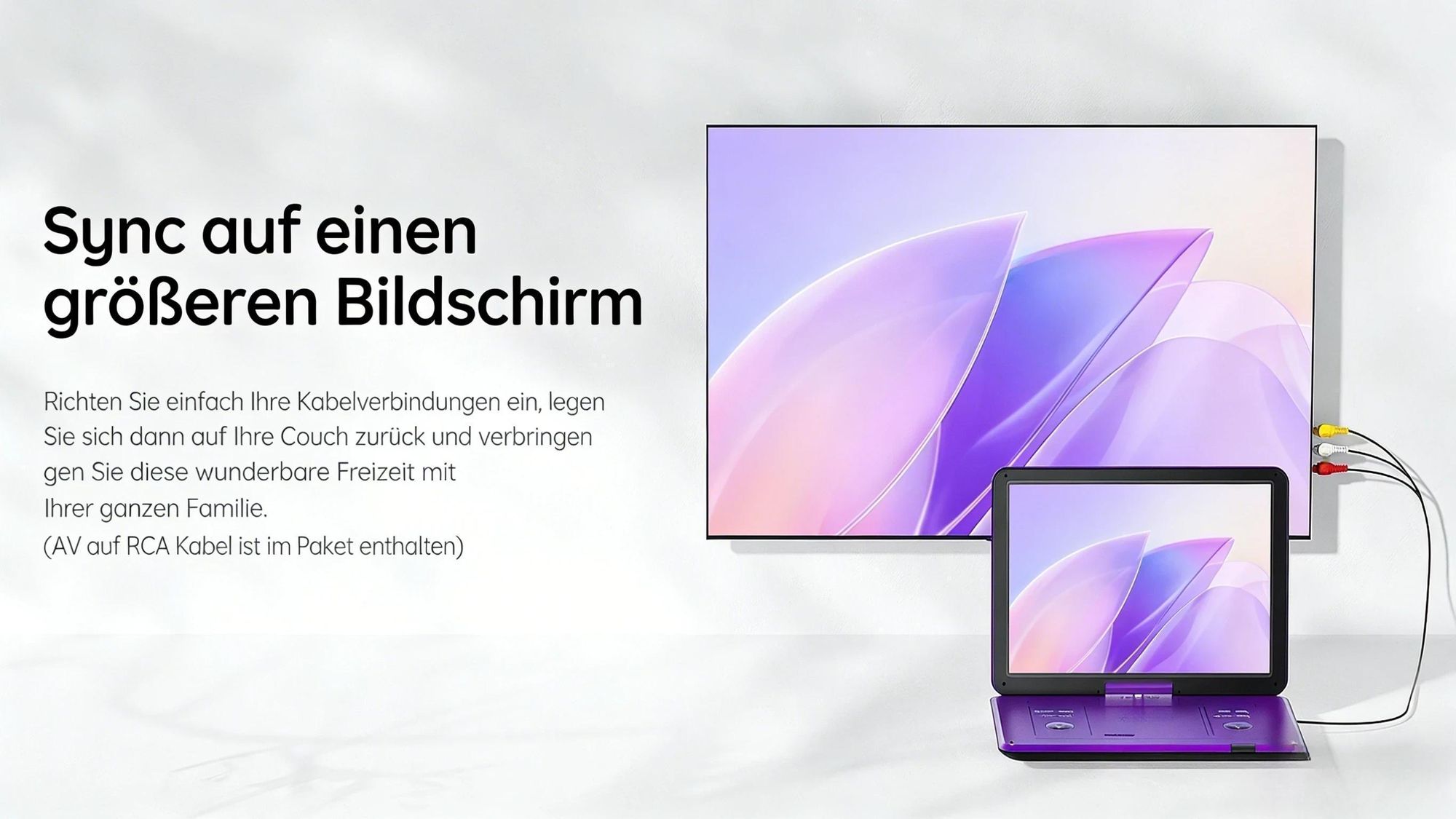 BOIFUN 17.5" Tragbarer DVD-Player Mit 15.6" HD-Schwenkbildschirm Für Das Auto Mit Autoladegerät 6 Stunden Wiederaufladbare Batterie Wiedergabe