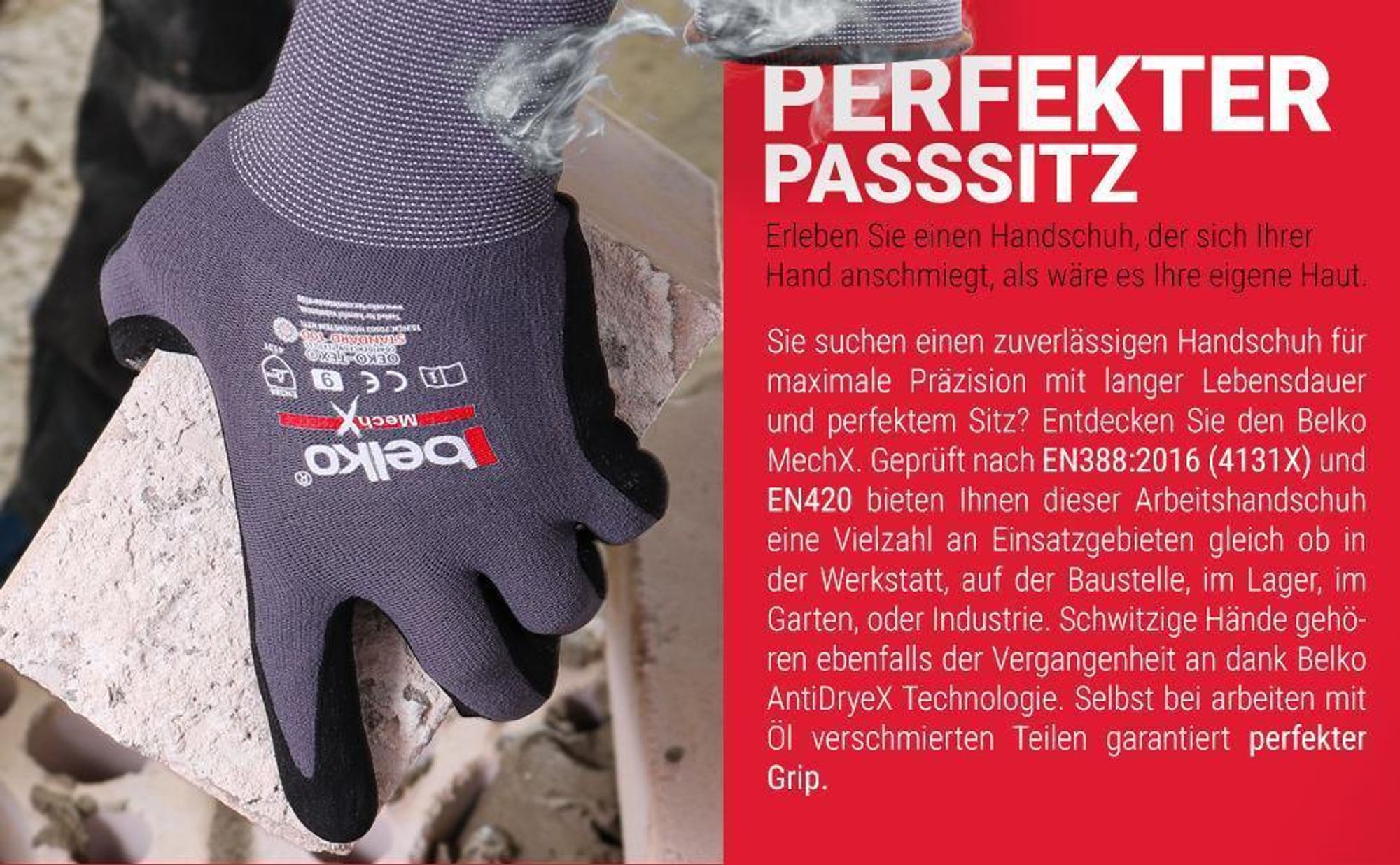 Belko® MechX Arbeitshandschuhe Montagehandschuhe Mechanikerhandschuhe Nylon Gr. 10 (XL) - 6 Paar