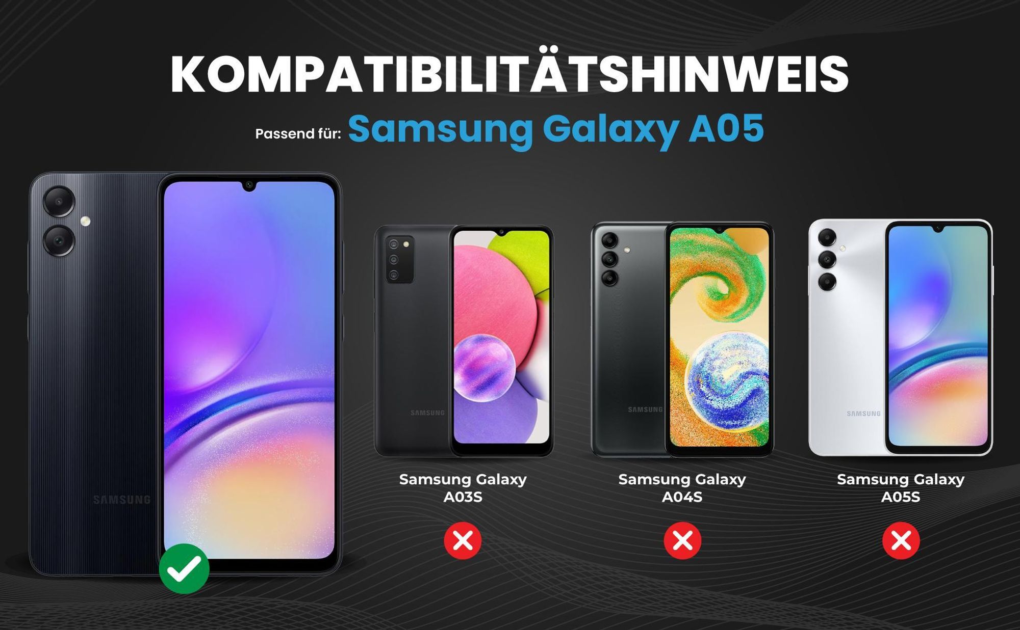 Kompatibilitätshinweise Hülle für Samsung Galaxy A05