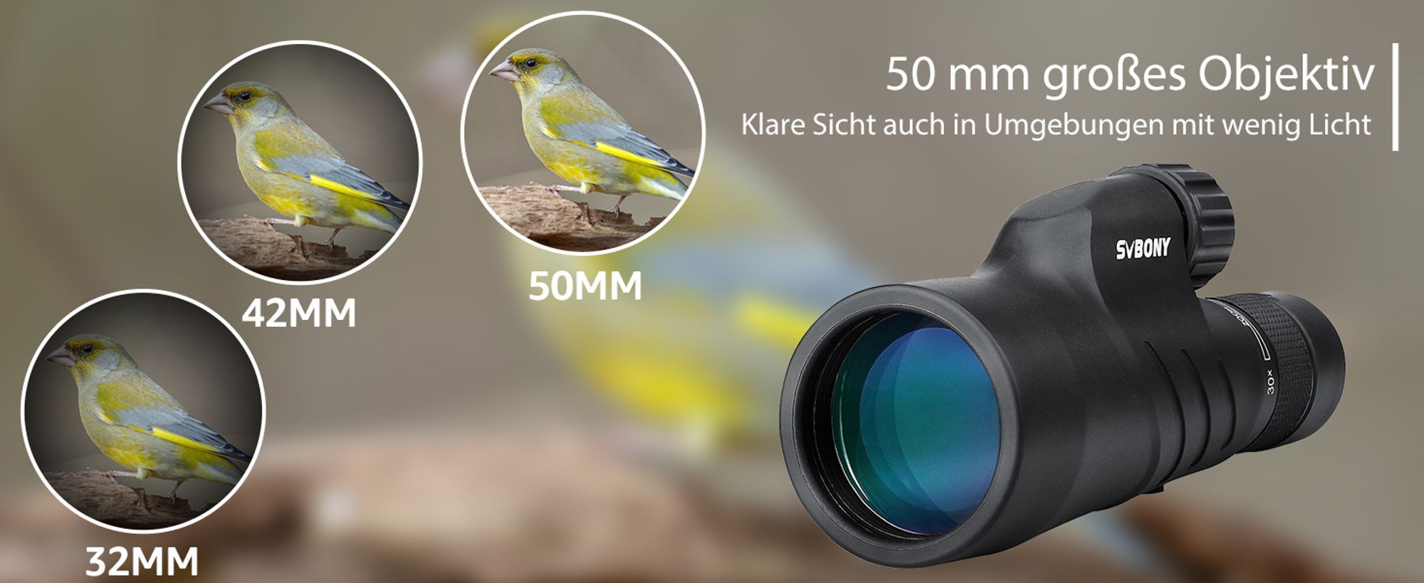 Svbony SV45 Monokulares Teleskop, 30X50 Monokular Fernrohr Erwachsene mit Tragetasche, für Erwachsene Vogelbeobachtung Reisen