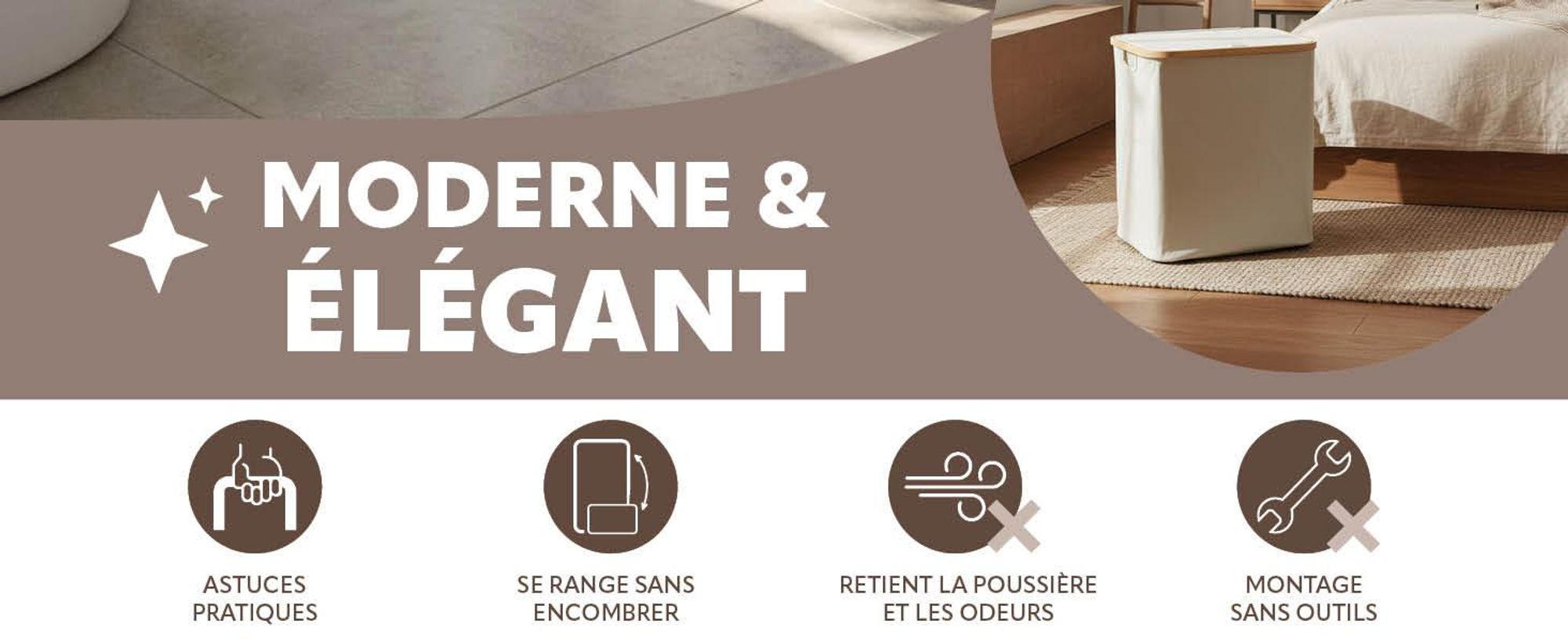 Panier à linge dans la salle de bains
