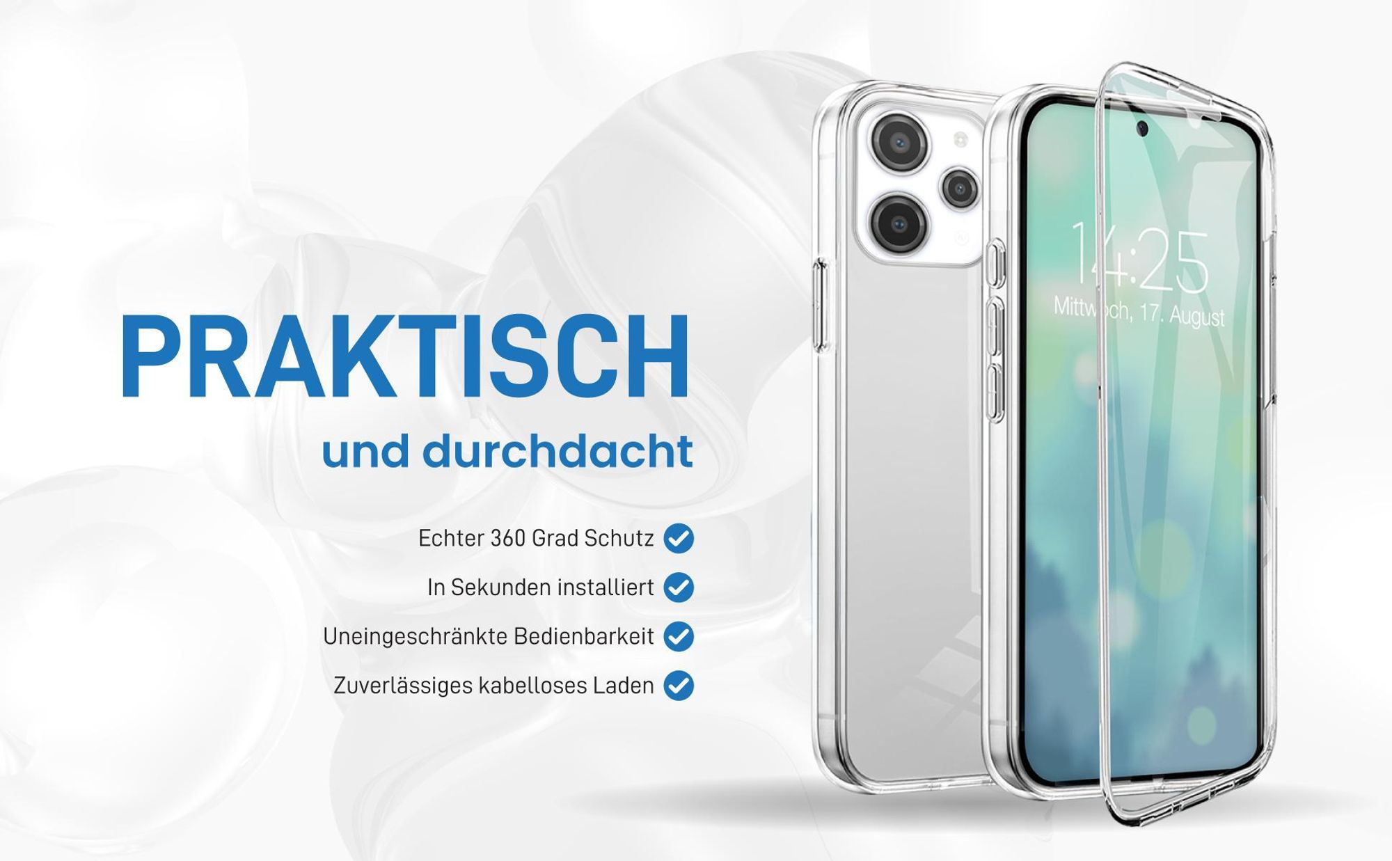 Rundum Schutz Hülle für Xiaomi Redmi 12 mit Touchsensibilität