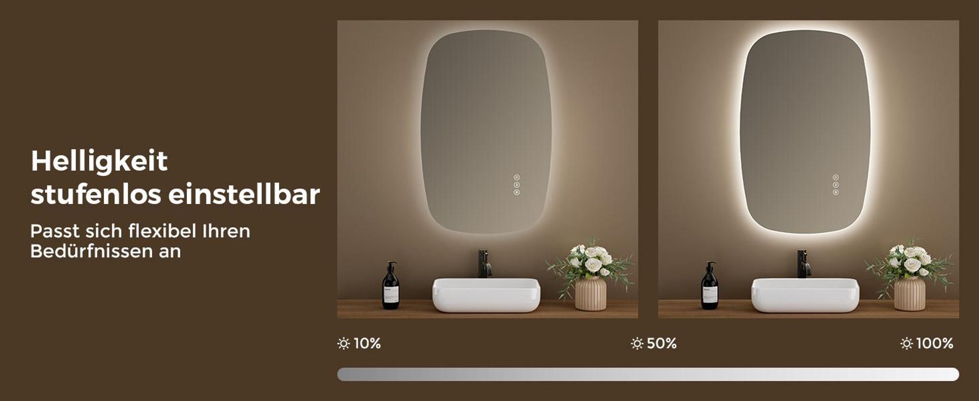 S'AFIELINA 95×60 cm Wandspiegel LED – Badspiegel mit Beleuchtung, HD-Glas , dimmbar, 3-farbige LED, Anti-Beschlag, horizontal & vertikal aufhängbar