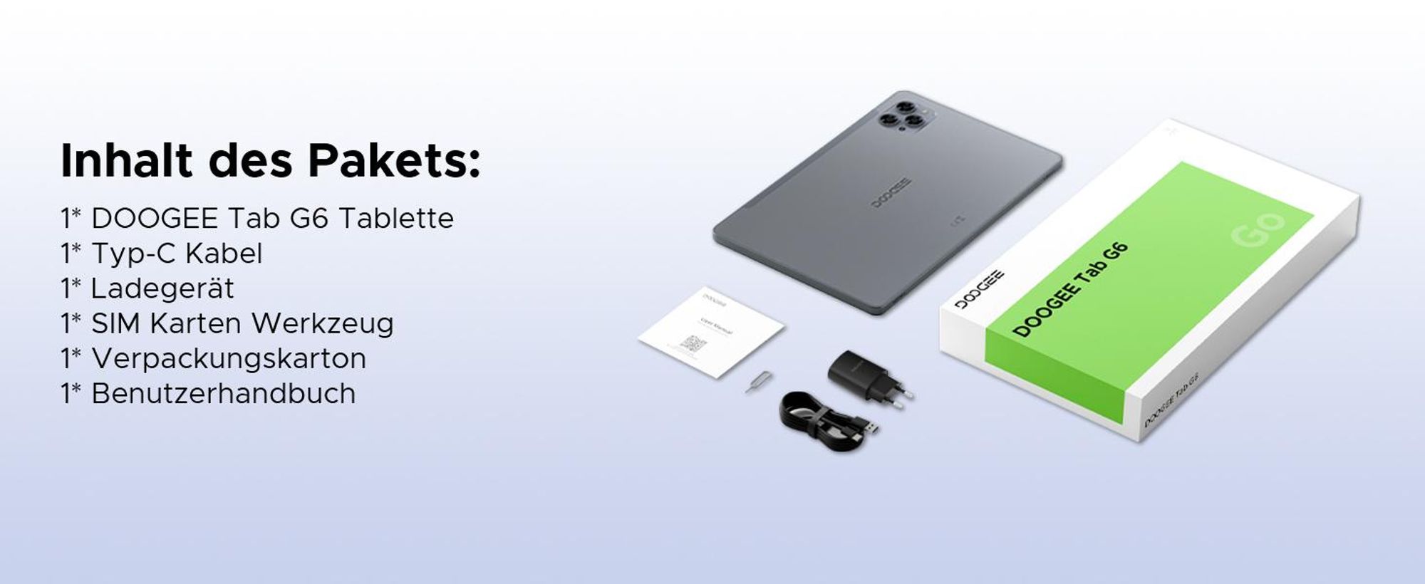 DOOGEE Tab G6 - Tablet ,Android 16, 11 Zoll, 36(6+30)GB+256GB(bis 2TB erweiterbar), 4G LTE, 90Hz,8000mAh,Widevine L1