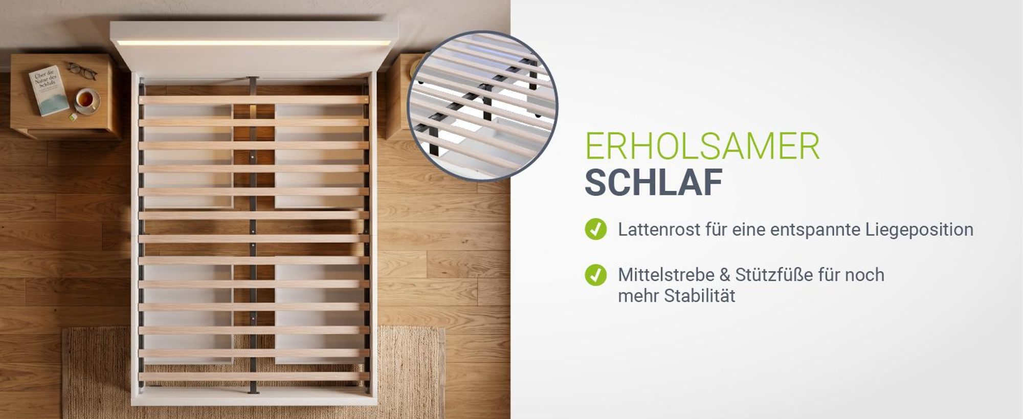 Juskys Polsterbett Lyon 140 x 200 cm weiß – Bettgestell mit Lattenrost, Bettkasten & LED Beleuchtung – Kunstleder & Holz – Bett Jugendbett