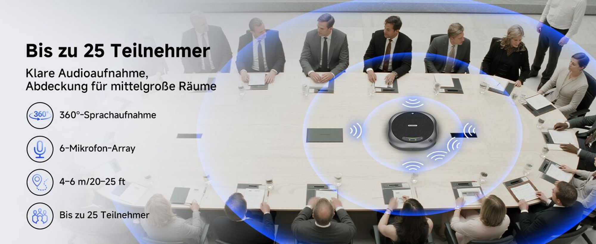 SVBONY SVHub Omni2P Mikrofon und Lautsprecher, Omnidirektionales Mikrofon, AI-Transkription mit Einem klick, 6 AI-Mikrofone, 360°-Sprachaufnahme