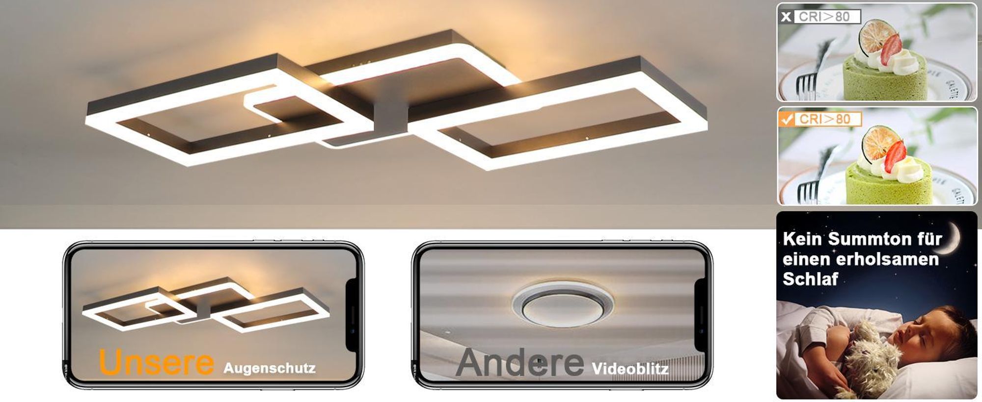 ZMH LED stropné svietidlo Stropné svietidlo do obývačky - 48W stmievateľné svietidlo do spálne Čierny plochý dizajn s diaľkovým ovládaním Kovové moderné kuchynské svietidlo