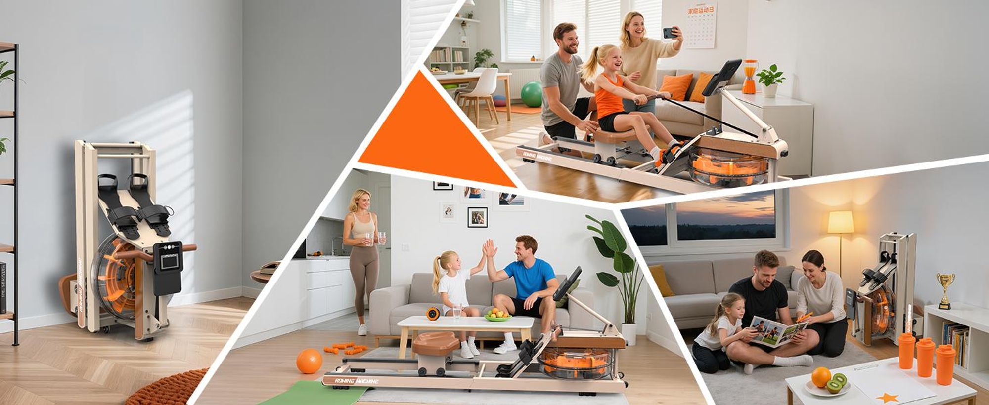 VOWVIT Wasserrudergerät klappbar, Bluetooth-Display, immersiv, 98% vormontiert, 160 kg