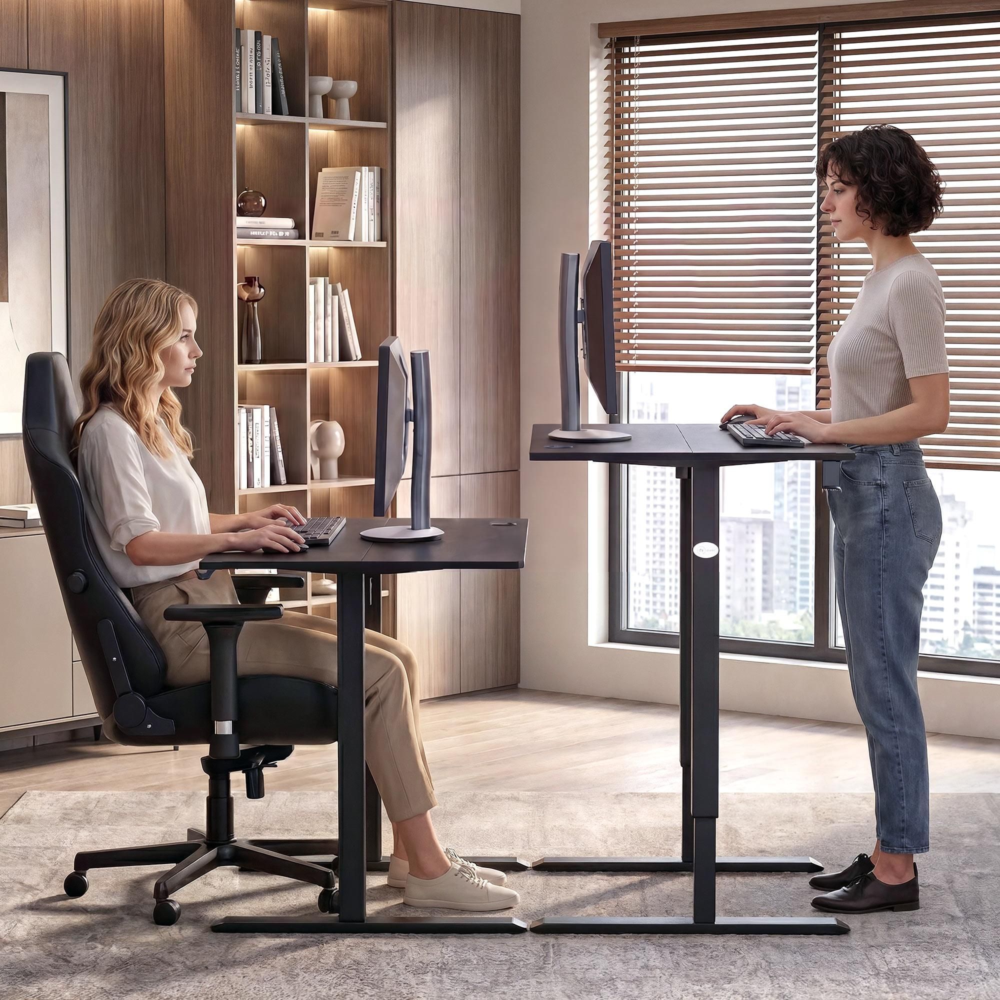 di volio Schreibtisch BARGA höhenverstellbar elektrisch 88x60 cm – schwarz, ergonomischer Bürotisch, platzsparender Stehtisch mit Memory-Funktion