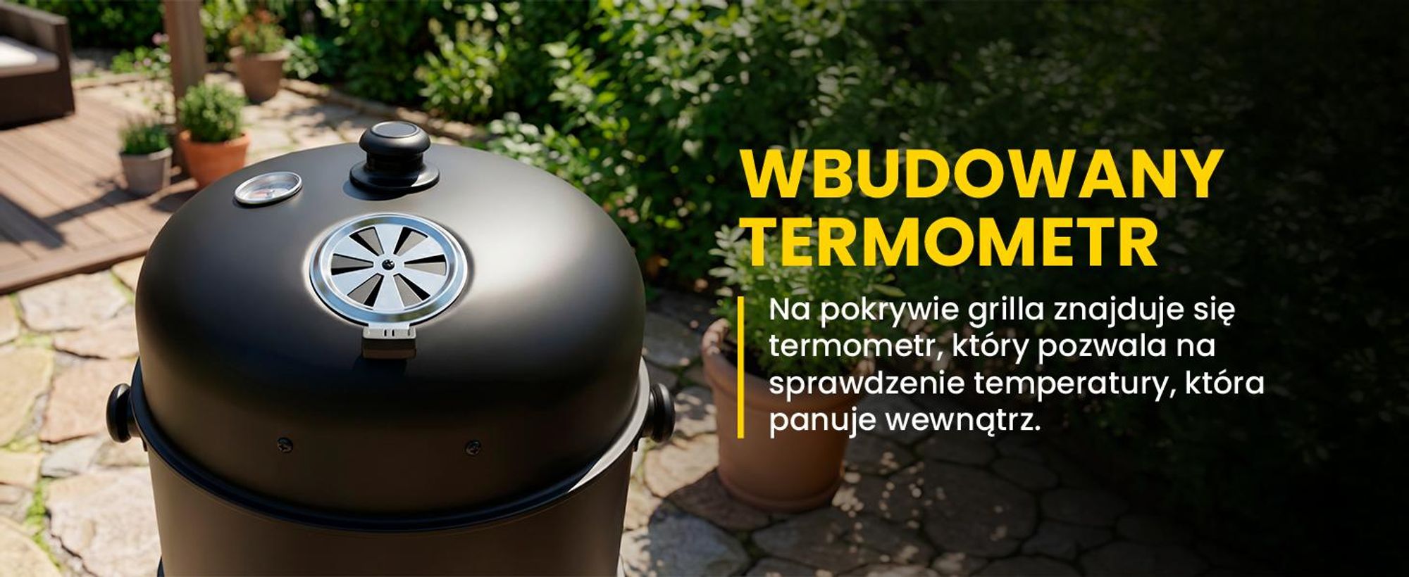Wędzarnia grill ogrodowy palenisko w kolorze czarnym
