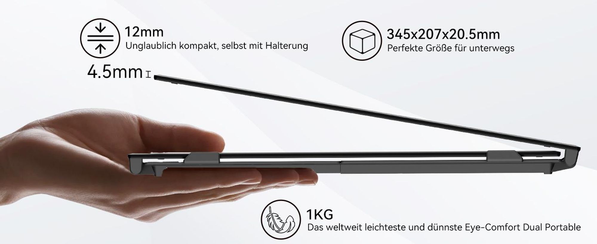 Blackview Tragbarer Bildshirm DCM6 14" mit A3 Bluetooth-Box Dual-Screen-Laptopmonitor, ultradünn, FHD, für 13,3"-17,3" Laptops, 180° drehbar