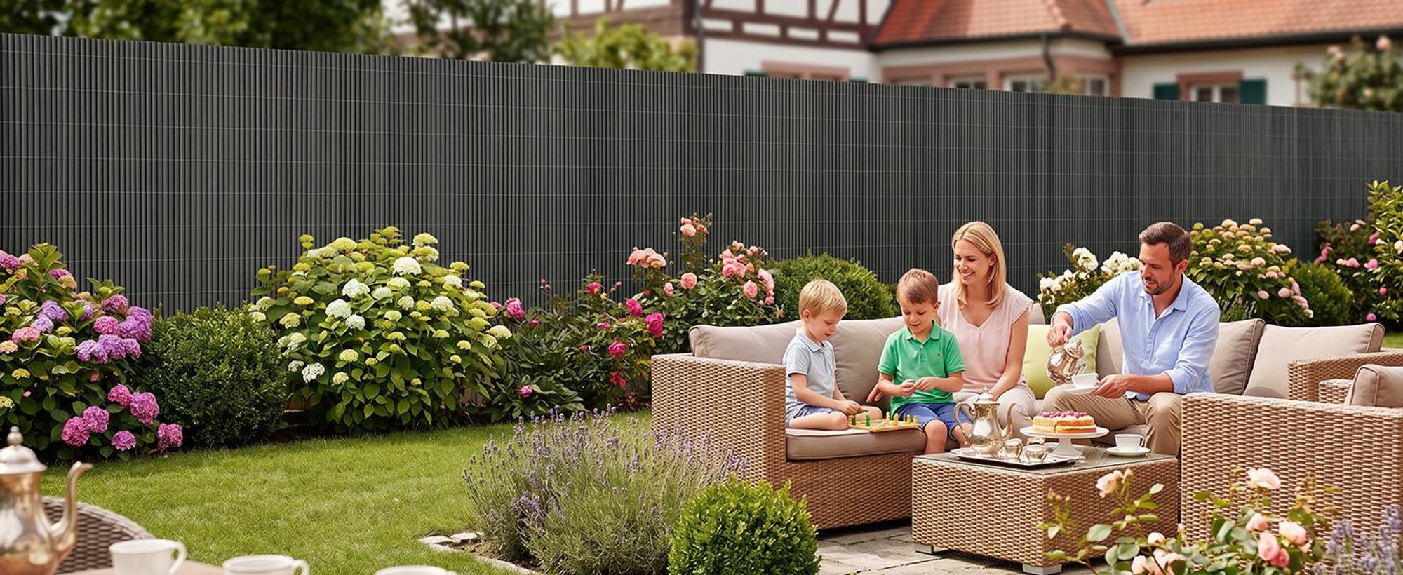 Sekey Balkon Sichtschutz Natürliche Optik Sichtschutzmatte Sichtschutzzaun 80x300cm, Anthrazit