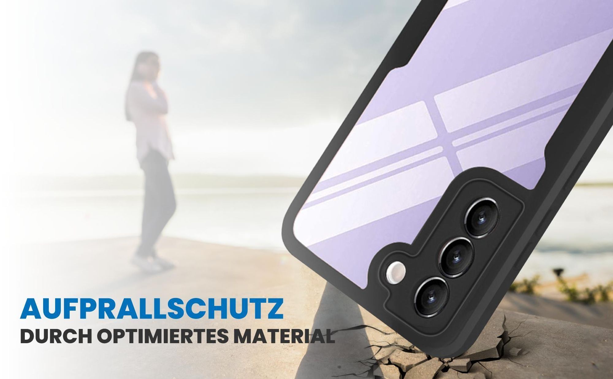 Schwarzes Front Back Cover für Samsung Galaxy S21 5G mit Aufprallschutz