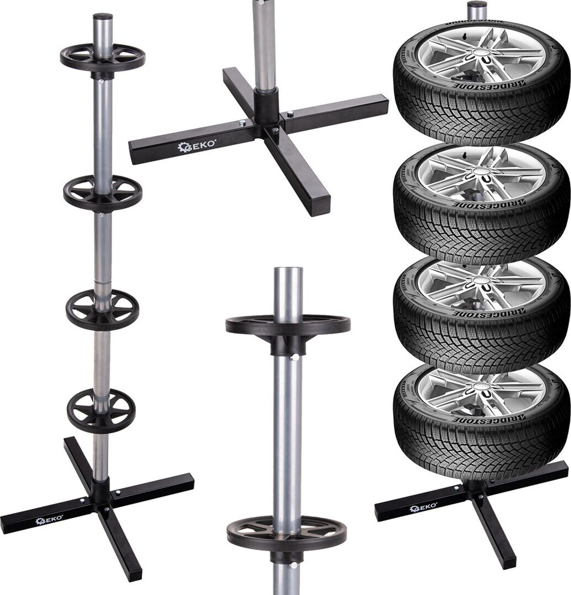 GEKO | Reifenständer, für 4 Reifen, bis Reifenbreite 235 mm, Felgenbaum, Reifenbaum, Felgenständer, Reifenhalter, Felgenhalter