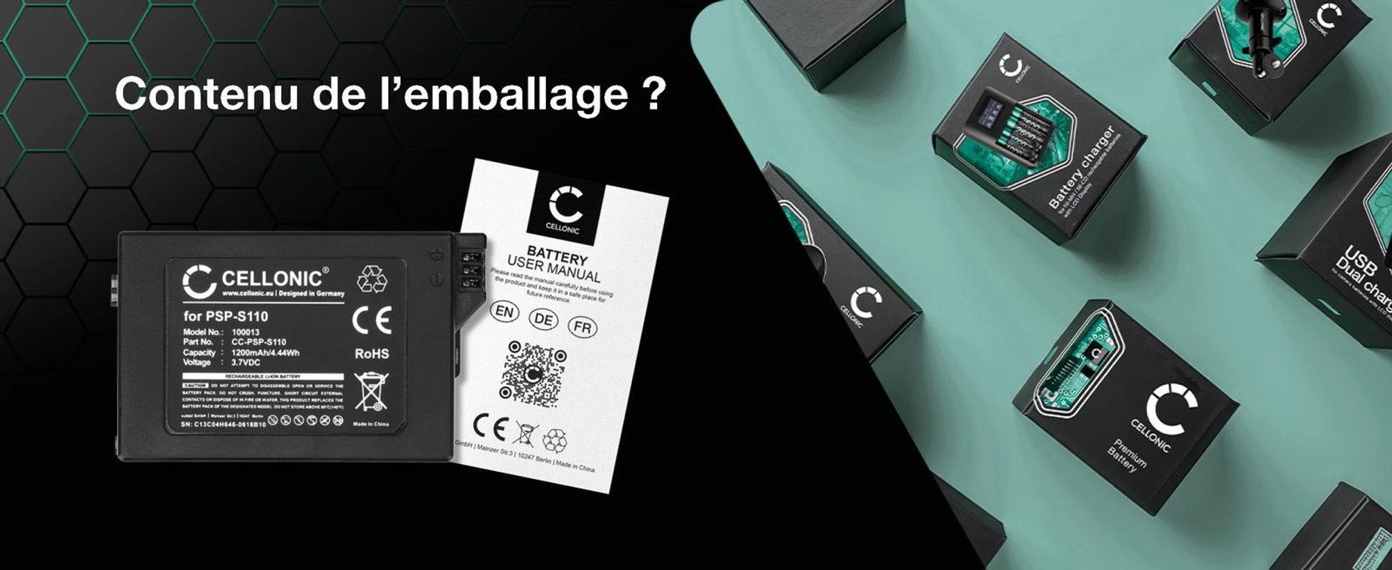 CELLONIC 1x Batterie pour Console de jeux Compatible avec Sony PSP Slim & Lite 2, PSP Slim & Lite 3, PSP-S110 - (1200mAh, 3.7V)