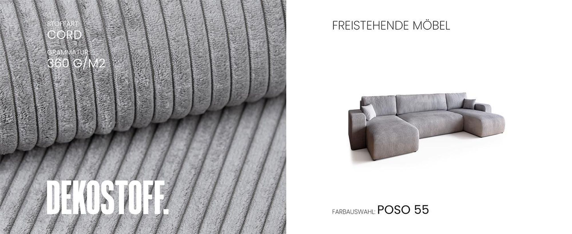 BroMARKT Ecksofa PUMI Schlaffunktion Bettkasten U-Form 125x268 cm Hellgrau