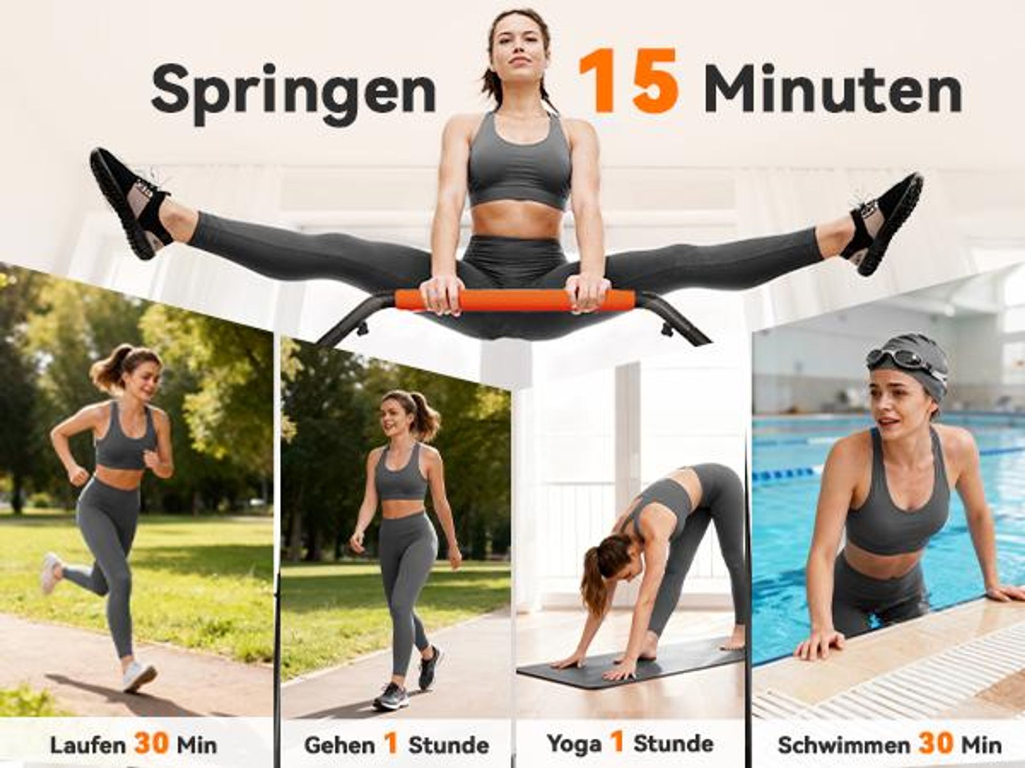 SPORTNOW 102cm Faltbares Fitness-Rebounder Fitness-Trampolin mit Haltegriff