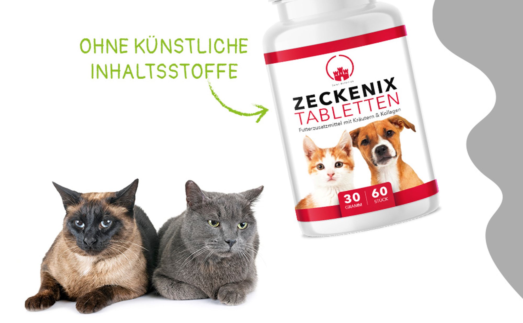Saint Nutrition® Zeckenix - Zecken Tabletten – zum Schutz vor Zeckenbefall – für Hunde und Katzen – Zeckenschutz Hund – Zeckentabletten – Zeckenmittel