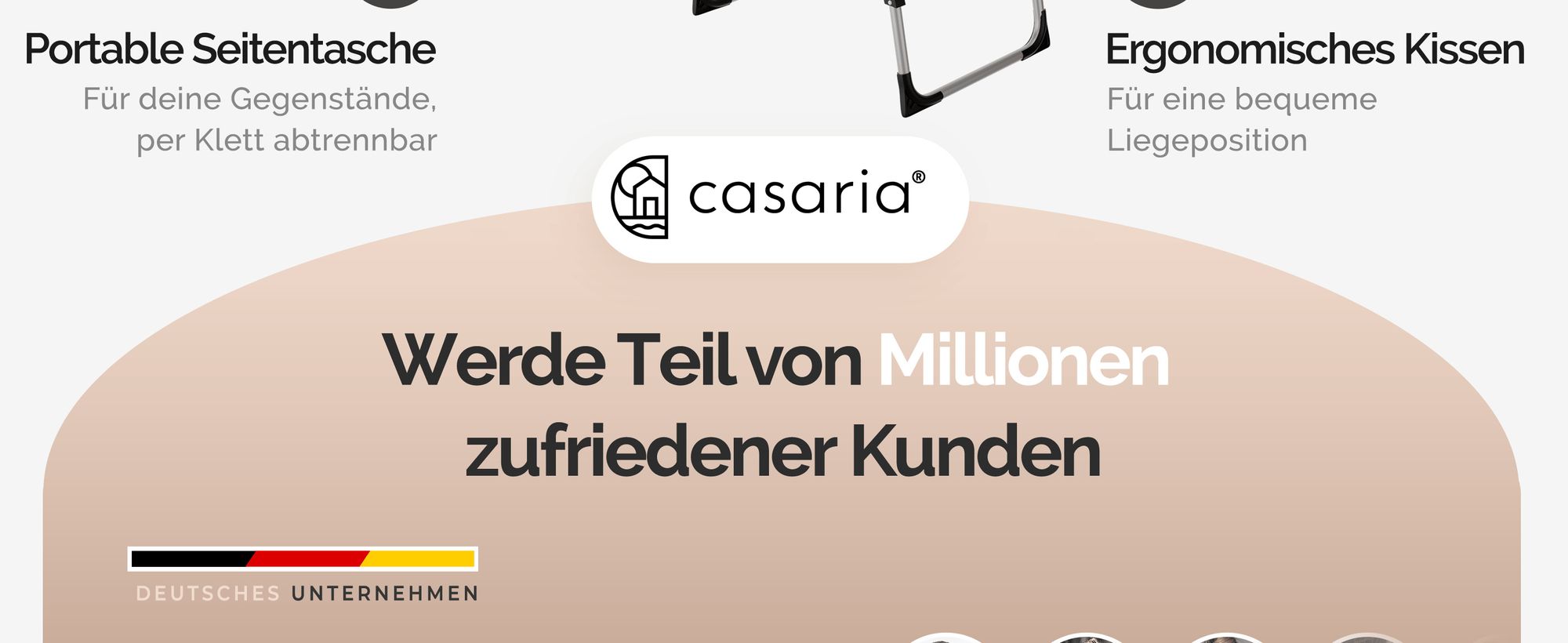 CASARIA® Sonnenliege Klappbar 180kg Belastbar Seitentasche Abnehmbar Wetterfest Gartenliege mit Dach Kopfkissen Leicht Alu Liegestuhl Strandliege Blau