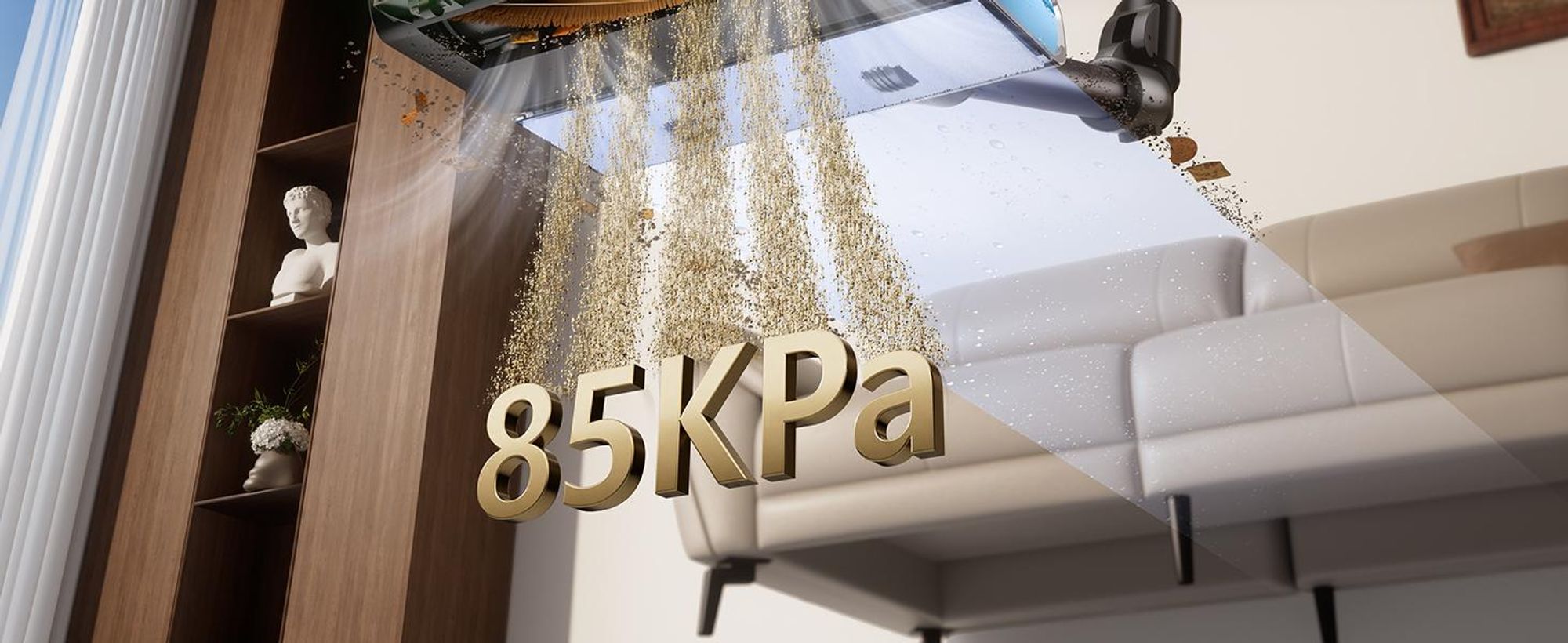 Proscenic Akku Staubsauger Kabellos 680W/85KPA/70Min,Klappstange,zur Reinigung unter niedrigen Möbeln