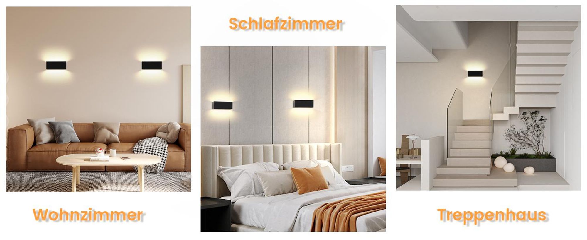 ZMH LED Wandleuchte 2ER Innen Schwarz Wandlampe Warmweiß Flurlampe IP20 5W Einstellbarer Lichtstrahl für Flur