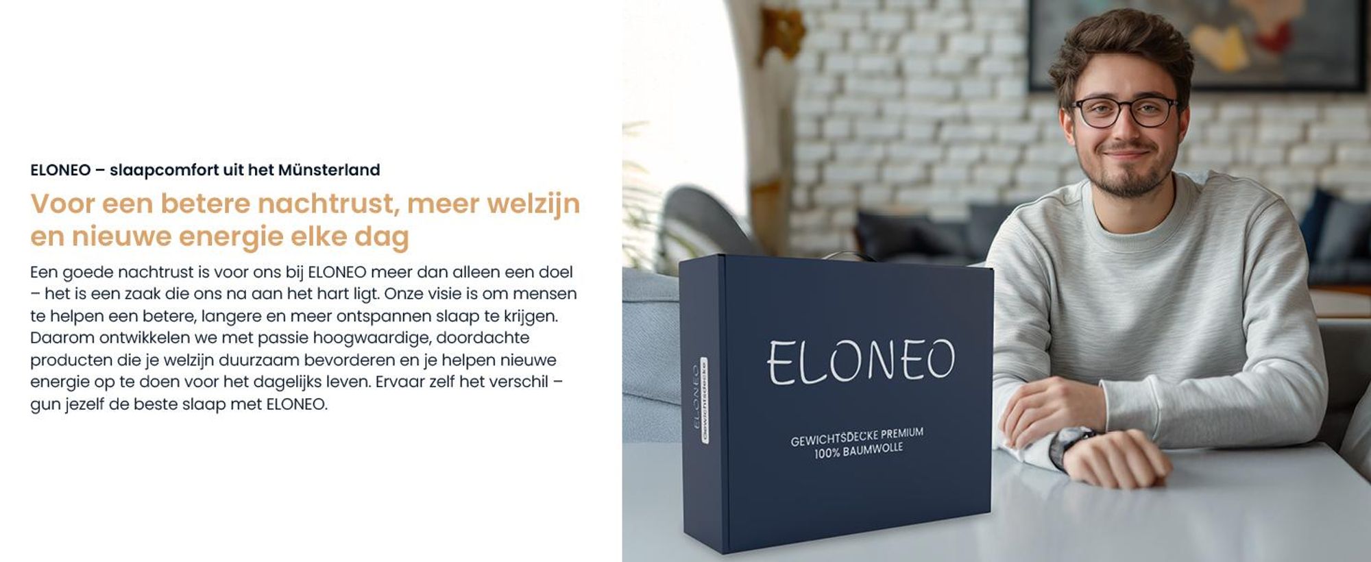 ELONEO Gewichtdeken, 135x200 cm, met 9 kg, gewichtdeken gemaakt van 100% katoen, ontspanningsdeken en anti-stress therapiedeken