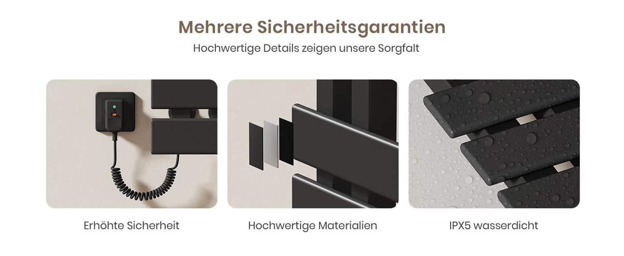 EMKE Handtuchwärmer elektrisch Intelligente Badheizkörper, 1000X500mm 320W Handtuchheizkörper Wifi APP Steurung Touch LCD Timer 1-9H, IPX5 Schwarz