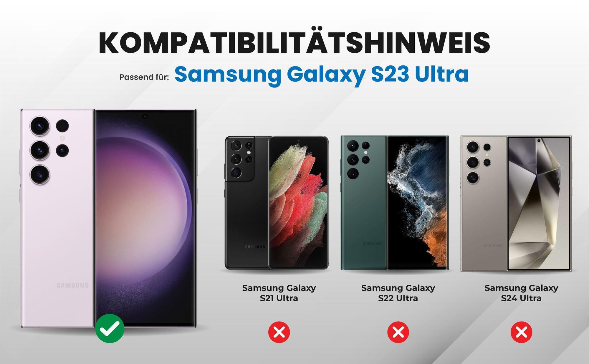 Kompatibilitätshinweise Hülle für Samsung Galaxy S23 Ultra
