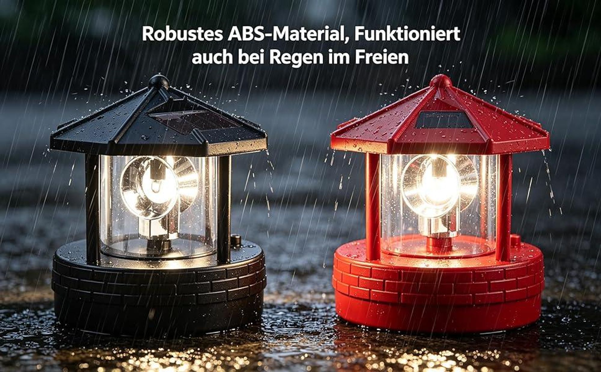 Außenleuchten, Solar leuchtturm, Leuchtfeuer Turm, Solarlampe, Gartenleuchten, 360 Grad Drehbare, Wasserdicht, für Rasen, Hof, Terrasse