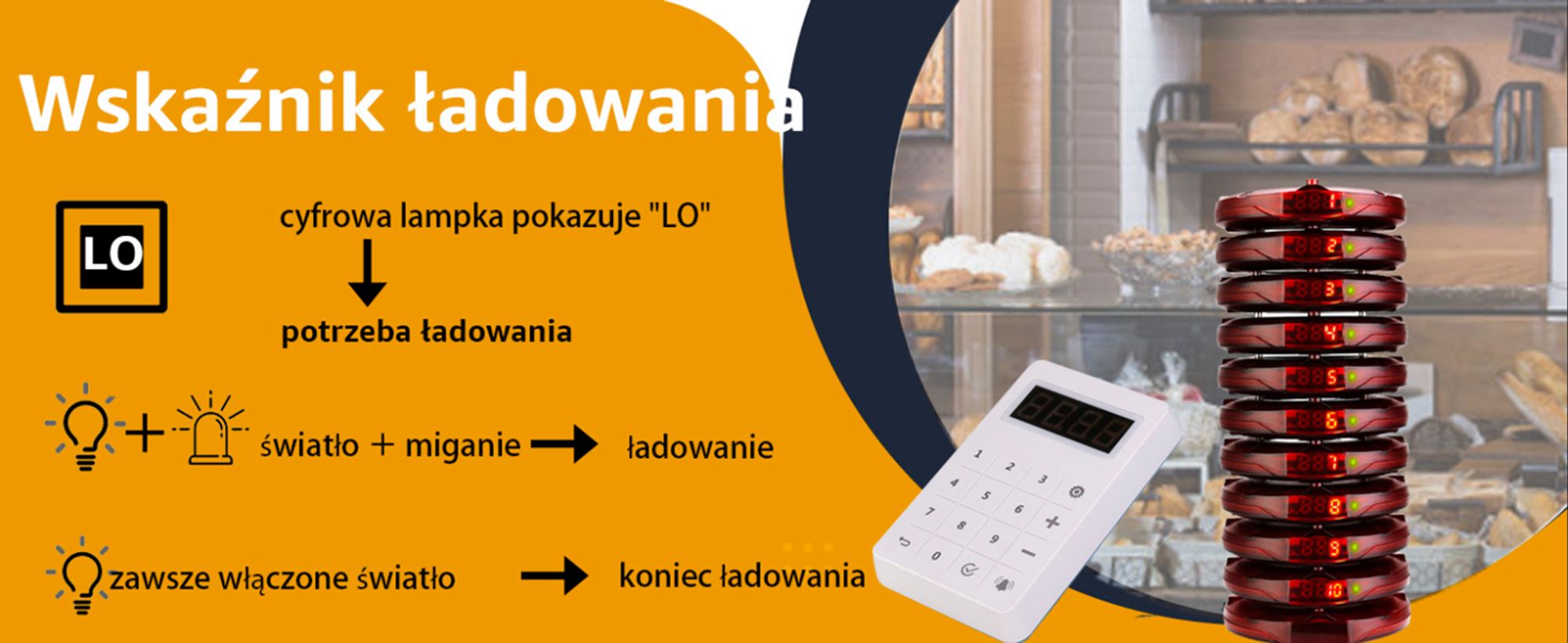 System przywoławczy Retekess TD158, 30 pagerów restauracyjnych, zewnętrzny 500M, wyświetlacz LED, 4 tryby wywoływania, gastro pager do food trucka, hotelu, baru