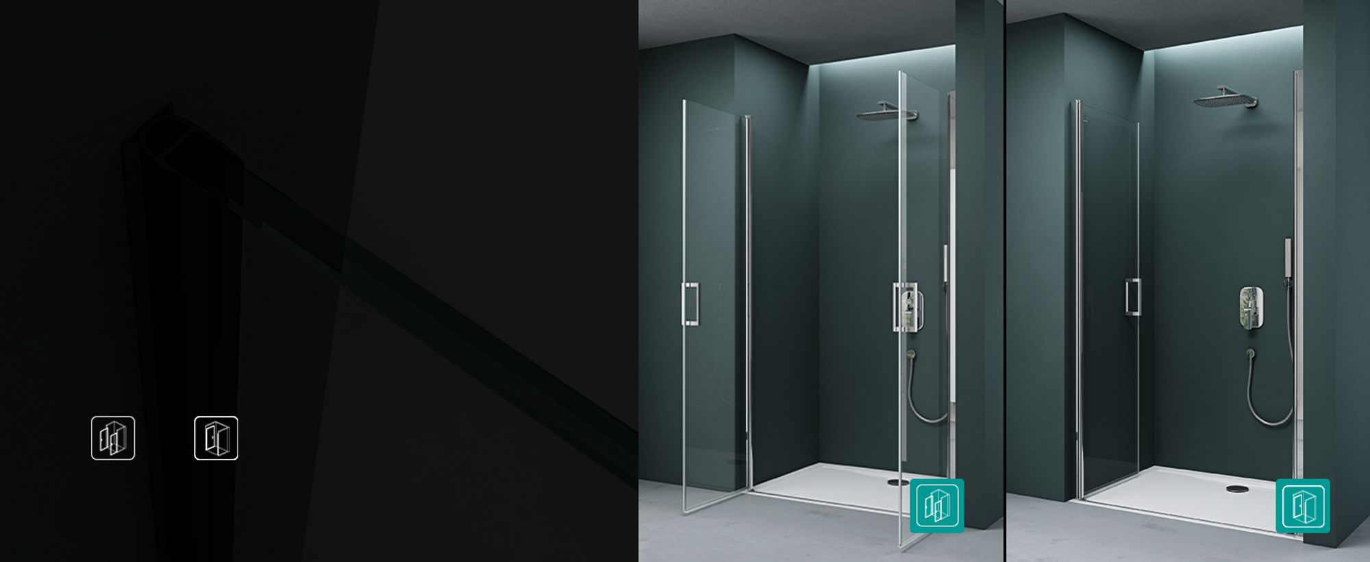 Mai & Mai Duschtür Nischentür dusche Duschabtrennung Duschkabine Schwingtür 180° Doppeltür 6mm ESG Nano-Beschichtung Vollsatiniert mit Hebe- und Senkmechanismus 100x195cm Ter24VS