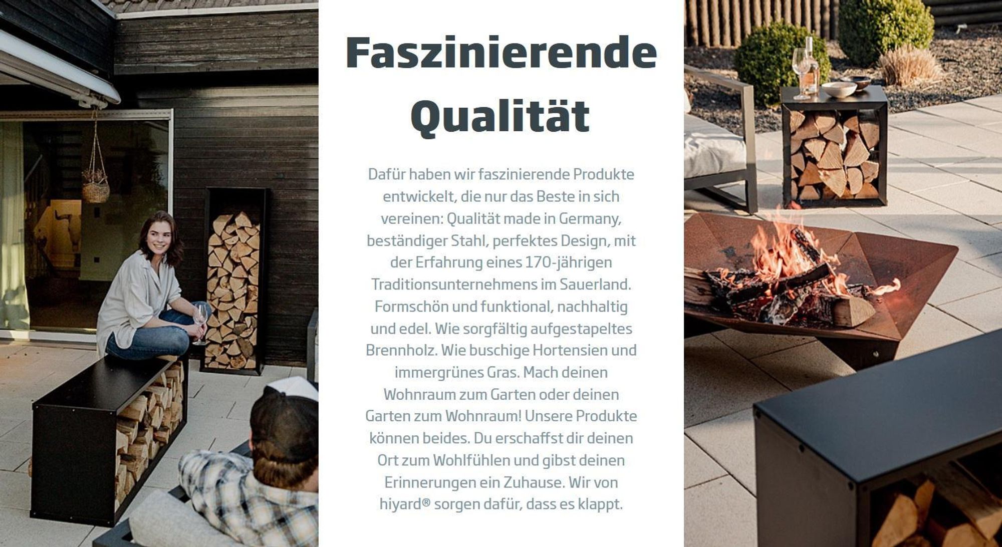 hiyard Wooker Wide Brennholzregal – Kaminholzregal / Holzlagersystem / 99 x 49 cm / matt-schwarz