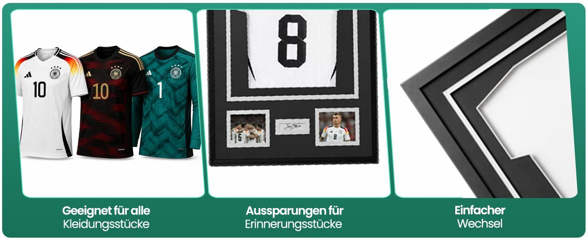 Avalo Objektrahmen Aluminium - Einrahmung Fußballtrikot - 3D Box Frame - 60x80 CM - Schwarz - Deep Frame - Trikot Einrahmung in Bilderrahmen