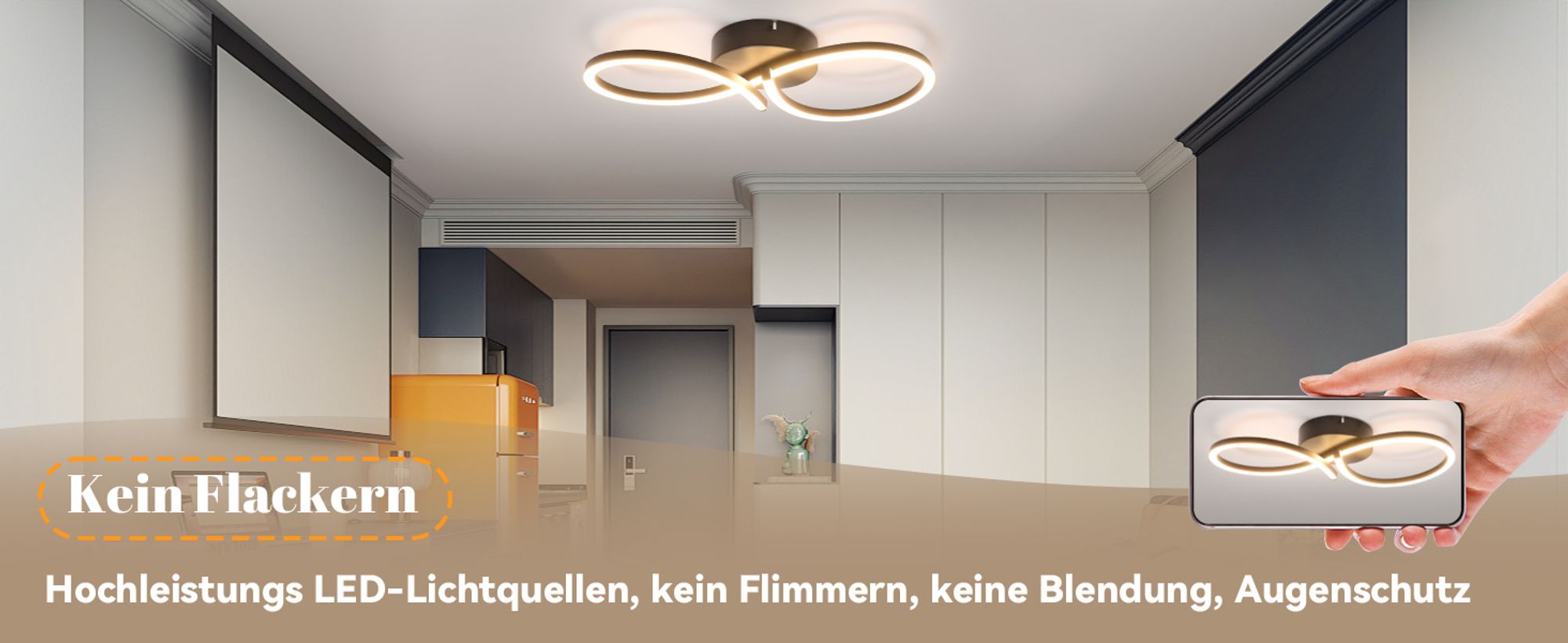 ZMH Deckenlampe LED Deckenleuchte Wohnzimmer  24W Wohnzimmerlampe Modern Kreative Design Schwarz Küchenlampe 3000K Warmweiß Schlafzimmerlampe Flur Metall Deckenleuchten für Küche Büro