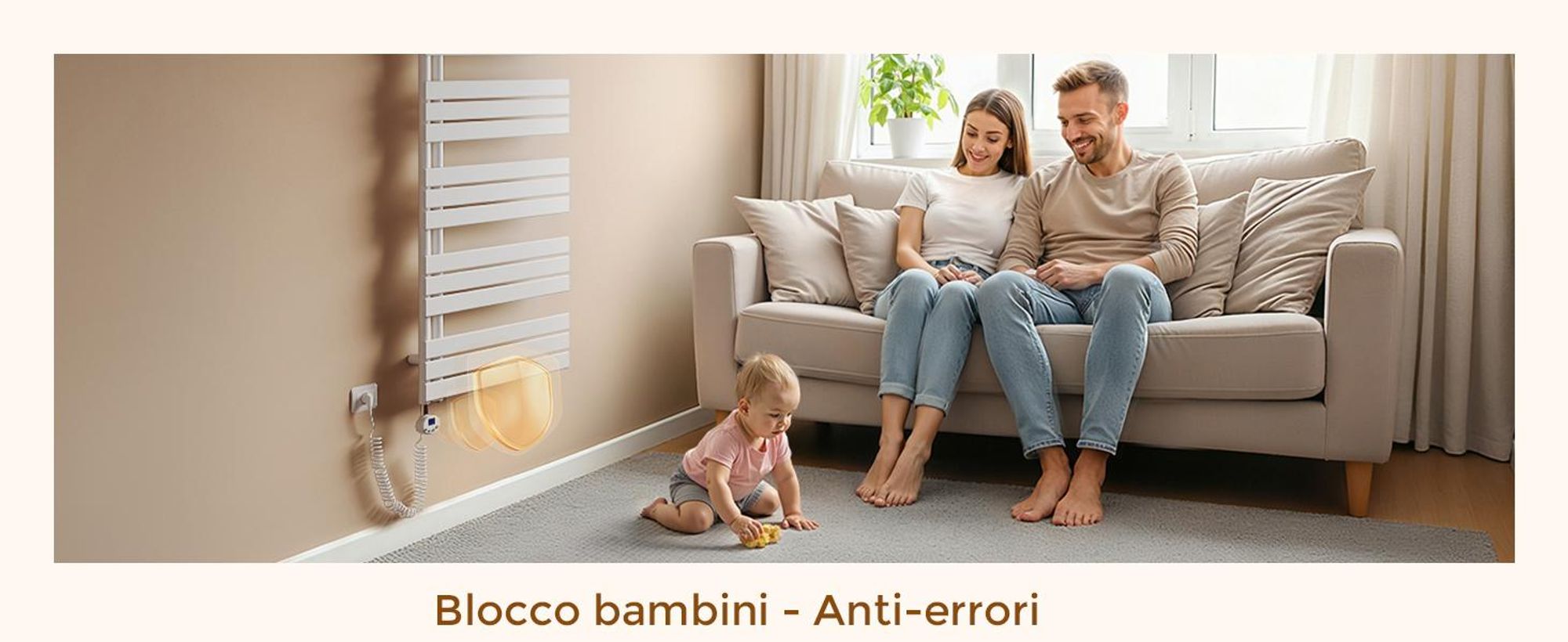 Toallero eléctrico de 1041 x 400 mm, 400 W, blanco, con termostato, conexión Wi-Fi, temporizador programable y pantalla LCD – S'AFIELINA