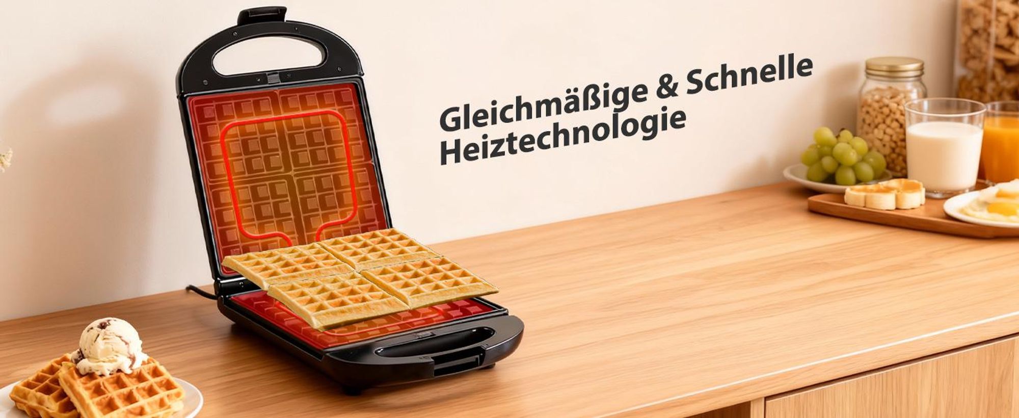 Taylor Swoden 3-in-1-Sandwichmaker, Waffeleisen Backblech für 4 Sandwiches, 180° Wendung, BPA-frei 1200W Schnelles Garen, Einfache Verwendung