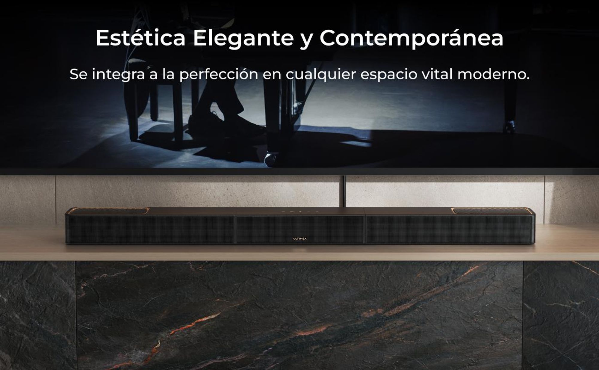 Barra de sonido ULTMEA Skywave Series 5.1.2 con tecnología Dolby Atmos, sistema de sonido envolvente inalámbrico de 530 W, compatibilidad 4K-HDR, HDMI eARC, Bluetooth® 5.4