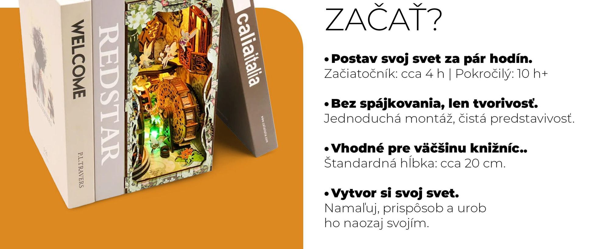 Book Nook, puzzle 3d, 3d puzzle, DIY, Miniatúrny Domček, Habarri