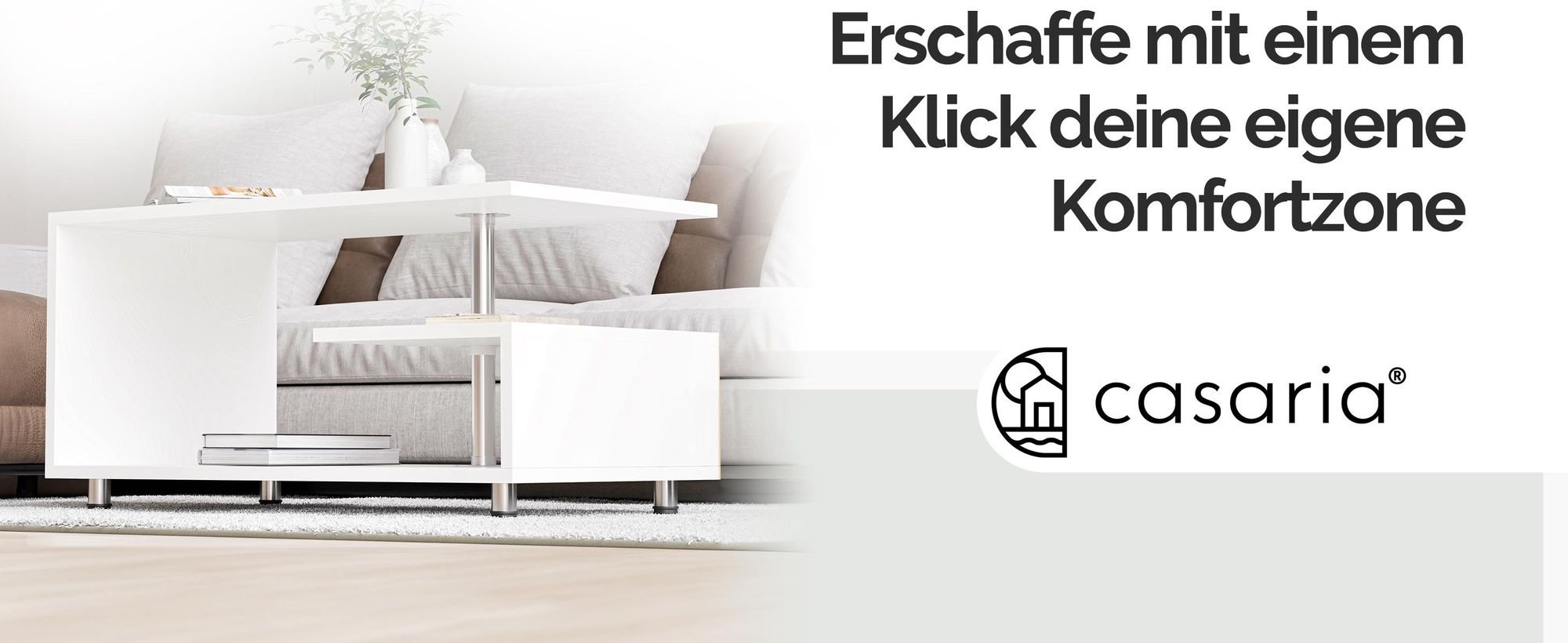 CASARIA Couchtisch mit Stauraum Weiß