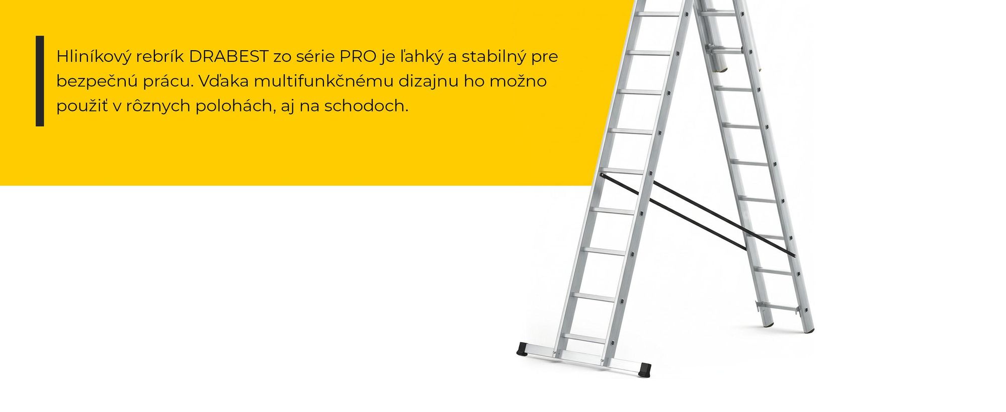 Drabest | Rebrík - Schodiskový rebrík 3x12 stupňov, skladací rebrík - Nosnosť 150 kg - Hliníkový rebrík, schodiskový rebrík, protišmykové nožičky