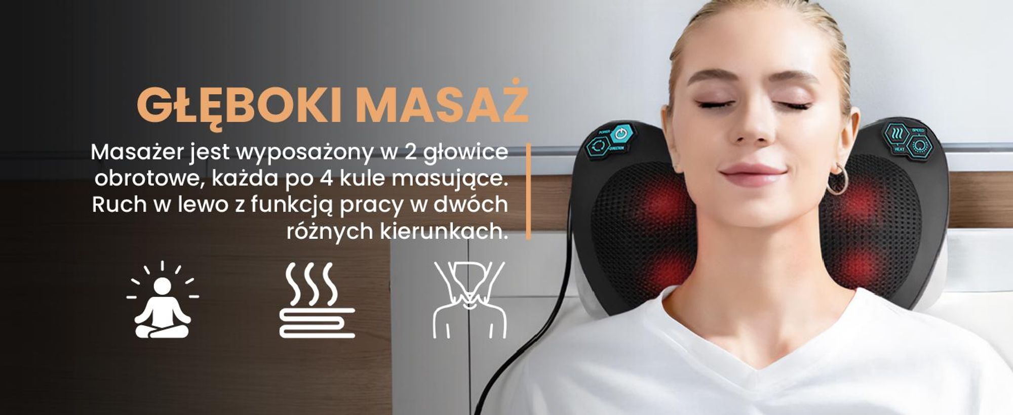 Poduszka masująca MalTec Shiatsu do masażu pleców, karku, rozgrzewająca