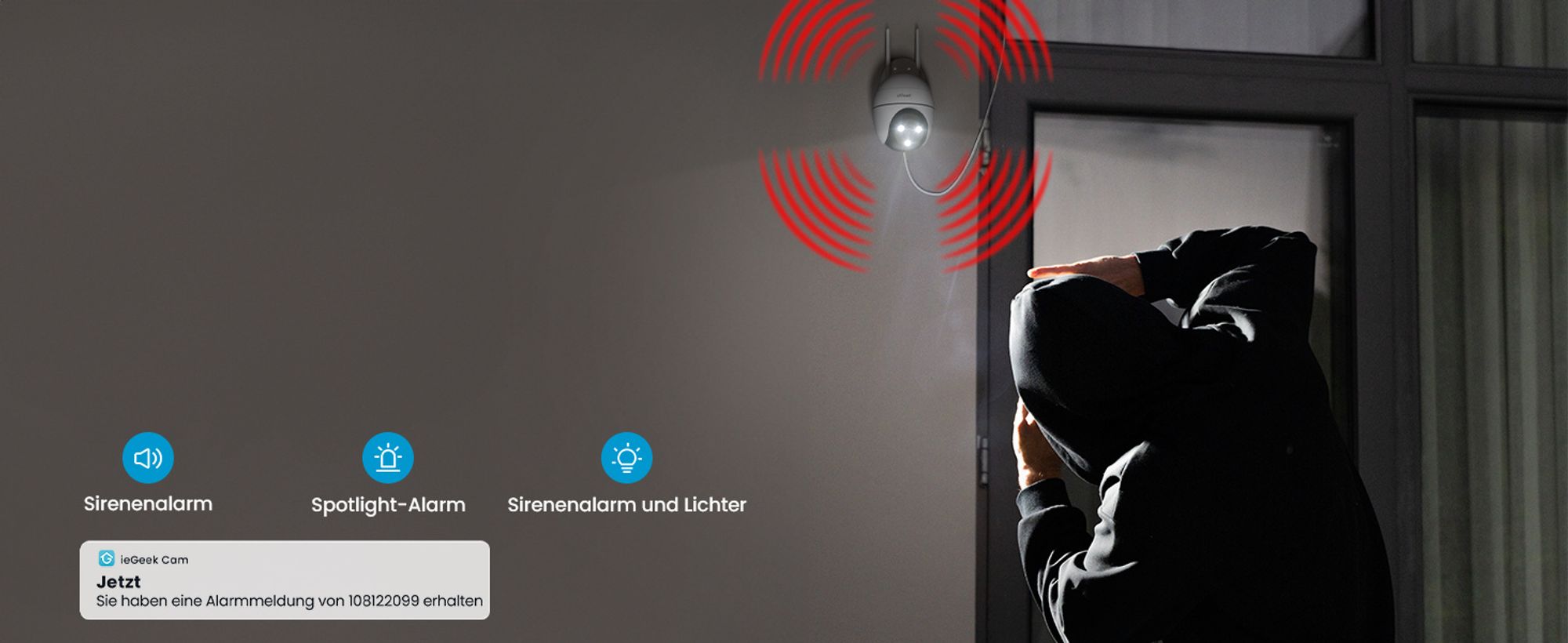 ieGeek 2K Überwachungskamera Aussen WLAN PTZ WiFi Dome Kamera Zwei-Wege-Audio